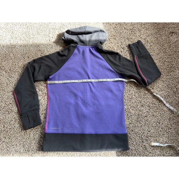 NIKE THERMA FIT - M/L - Hoodie Jacket SPELL OUT Full Zip Purple Black Pink B24 - Picture 5 of 9